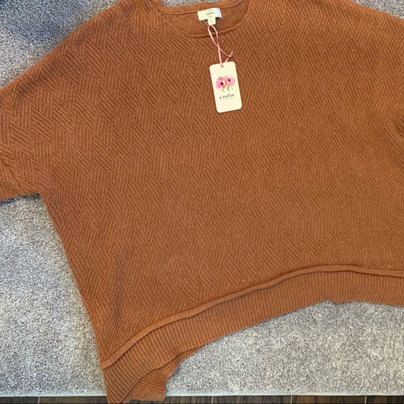 NWT Oversized Cognac Orange Tunic Sweater Sz Large Beautiful Fall/Winter  Color - Picture 8 of 8